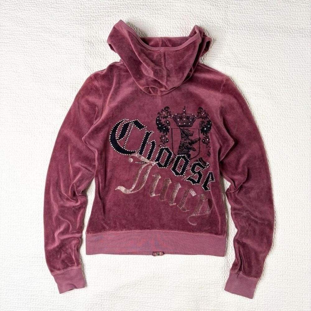 vintage Juicy Couture bedazzled velour track jacket